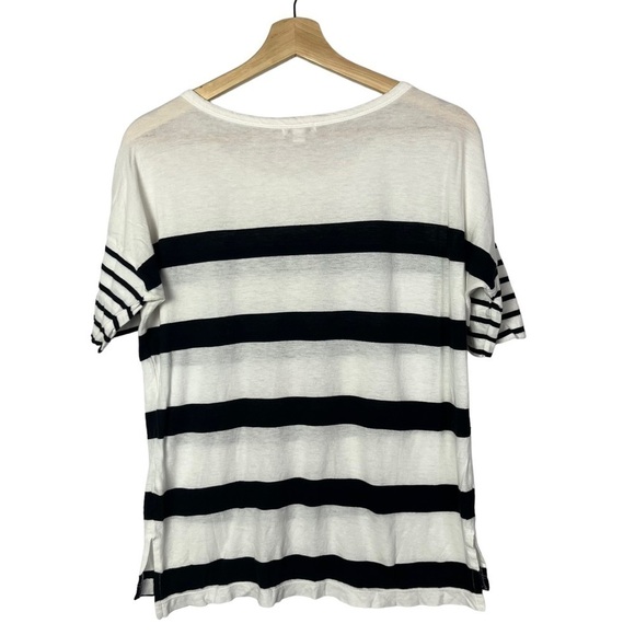 Gap White & Black Stripe Scoop Neck Short Sleeve T-Shirt S - Picture 2 of 3